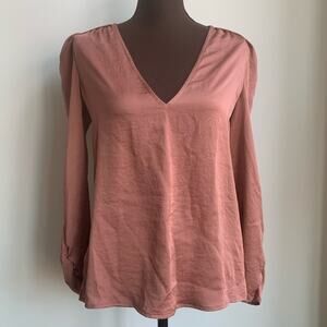 ⭐️ Express Ruffle Ruched Sleeve V Neck Top Blouse Long Sleeve SP Small Petite